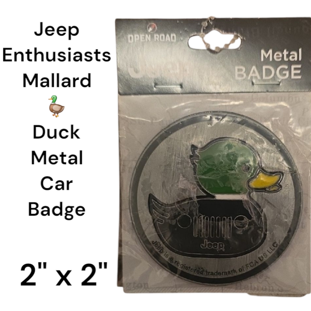 Jeep Metal Mallard🦆Duck Car Badge New- Plastic Wrap Is Torn On Front